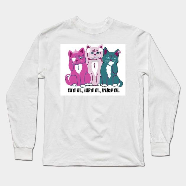 Three Wise Kittens Long Sleeve T-Shirt by MGphotoart